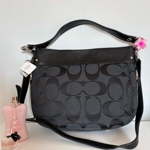 NWT Coach Zoe Black Canvas and Leather